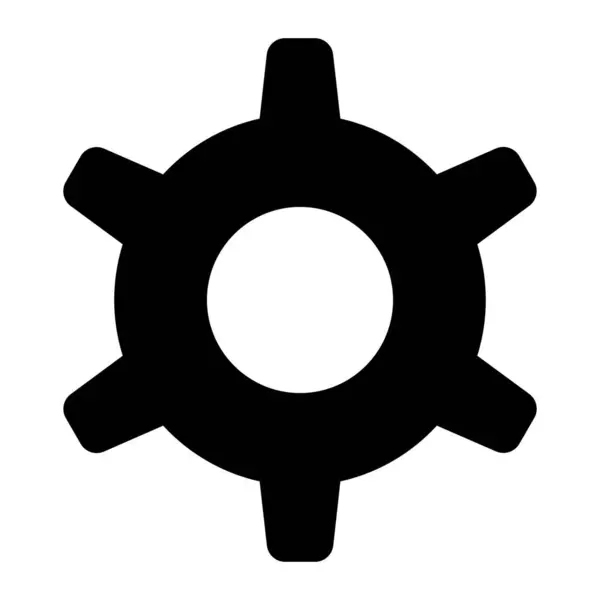 Kurulumu, yapılandırmayı ve sistem ayarlamalarını temsil eden koyu siyah beyaz bir vites simgesi. Ayarlar veya teknik arayüz tasarımları için ideal.