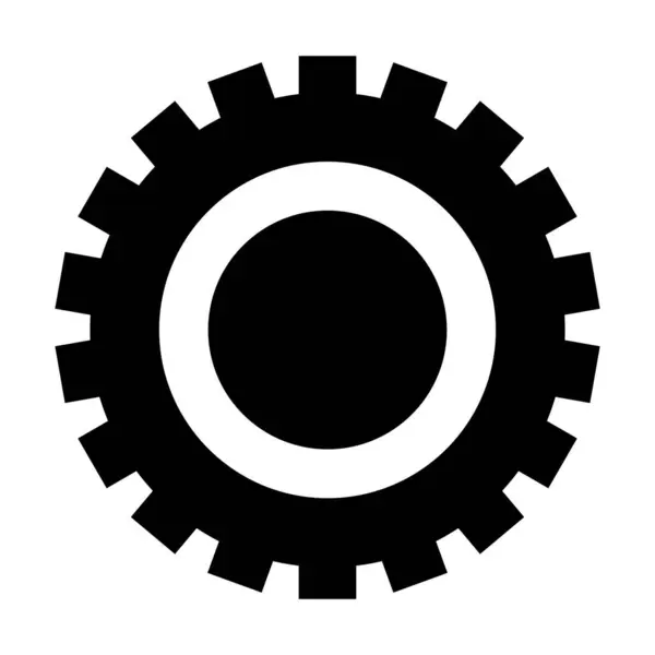 Kurulumu, yapılandırmayı ve sistem ayarlamalarını temsil eden koyu siyah beyaz bir vites simgesi. Ayarlar veya teknik arayüz tasarımları için ideal.