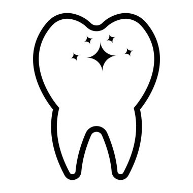 Pürüzsüz kıvrımları, ağız sağlığını, temizliği ve modern dişçiliği sembolize eden parlak, siyah beyaz bir diş çizgisi içeren minimalist bir diş bakım logosu..