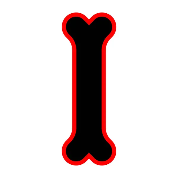 Modern bir sanat tasarımında hassasiyeti, yapısı ve iskelet sağlığını sembolize eden çarpıcı kırmızı bir hatla dikey siyah bir kemik sergiliyor..