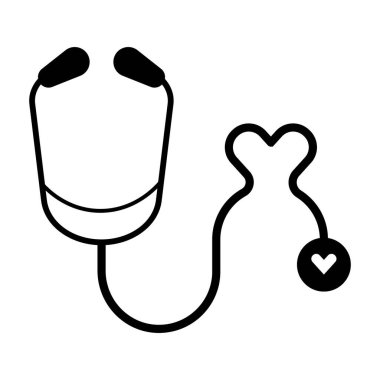Sağlık ve merhameti sembolize eden şık bir steteskop vektörü, tıbbi temalı tasarımlar için mükemmel..