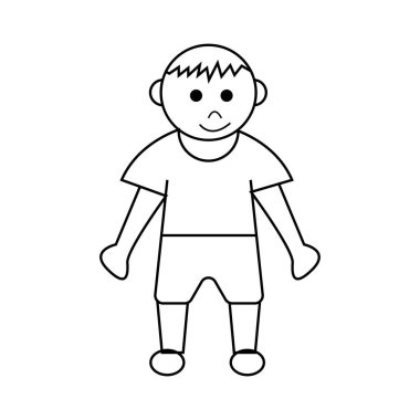 Basit çizgiler ve geometrik şekiller içeren sevimli ve minimalist bir çocuğun tasviri. Bu sanat eseri çocukların tasarımları, eğitim materyalleri veya yaratıcı projeler için mükemmel olan neşeli ve genç bir özü yakalıyor..