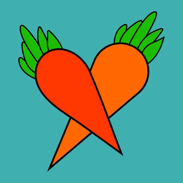 Parlak turuncu bir vücut ve taze yeşil yapraklar içeren temiz ve basit bir havuç vektör çizimi. Çiftlik temalı tasarımlar, sağlıklı beslenme projeleri ya da eğlenceli grafikler için mükemmel..