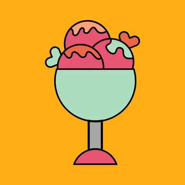 Cesur hatları ve minimalist düz tasarımı olan şık ve renkli bir dondurma çizimi. Markalaşma, menüler ve dijital projeler için mükemmel.