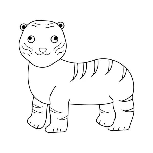 Cesur hatları olan basit ve şirin bir siyah beyaz kaplan çizimi, renklendirme faaliyetleri ve eğitim materyalleri için mükemmel..