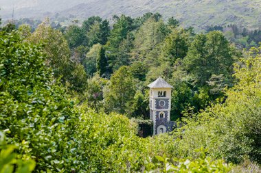 Garnish Adası, County Cork, İrlanda 'daki Duvarlı Bahçedeki Saat Kulesi