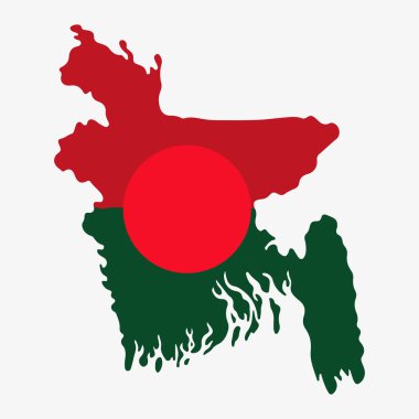 Bangladeş haritası. Bayrak. Bangladeş bayrağıyla harita