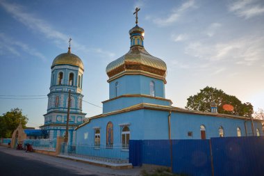 the beautiful colorful Russian church clipart