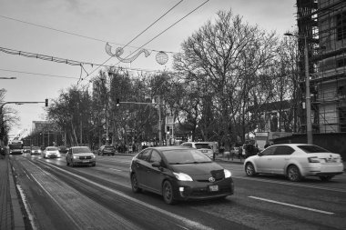 buildings on the central boulevard in Chisinau 1 clipart