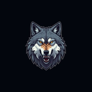 Kızgın Kurt baş esport maskot logosu illüstrasyonu