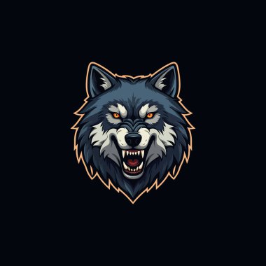 Kızgın Kurt baş esport maskot logosu illüstrasyonu