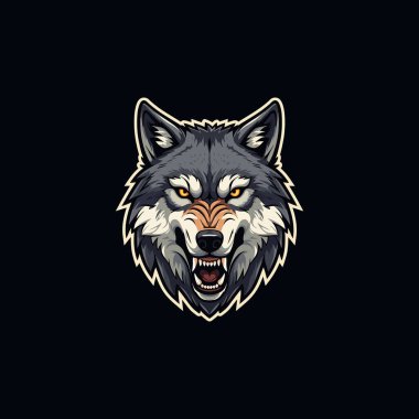 Kızgın Kurt baş esport maskot logosu illüstrasyonu