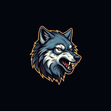 Kızgın Kurt baş esport maskot logosu illüstrasyonu
