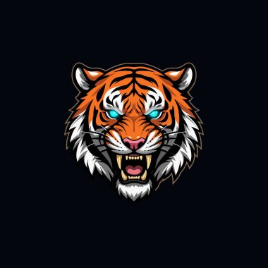 Kızgın kaplan esportu maskot logosu illüstrasyonu