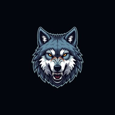 Kızgın Kurt baş esport maskot logosu illüstrasyonu