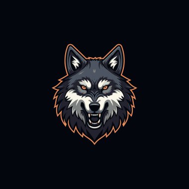 Kızgın Kurt baş esport maskot logosu illüstrasyonu