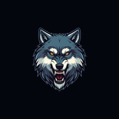 Kızgın Kurt baş esport maskot logosu illüstrasyonu