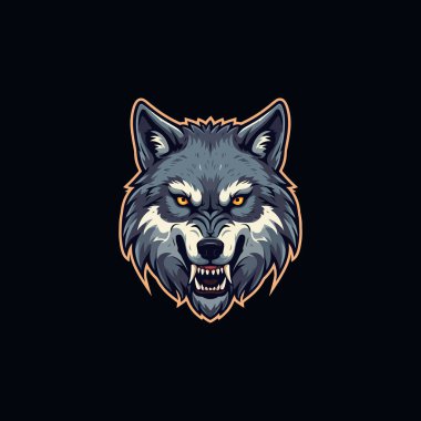 Kızgın Kurt baş esport maskot logosu illüstrasyonu