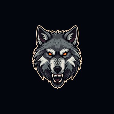 Kızgın Kurt baş esport maskot logosu illüstrasyonu