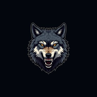Kızgın Kurt baş esport maskot logosu illüstrasyonu