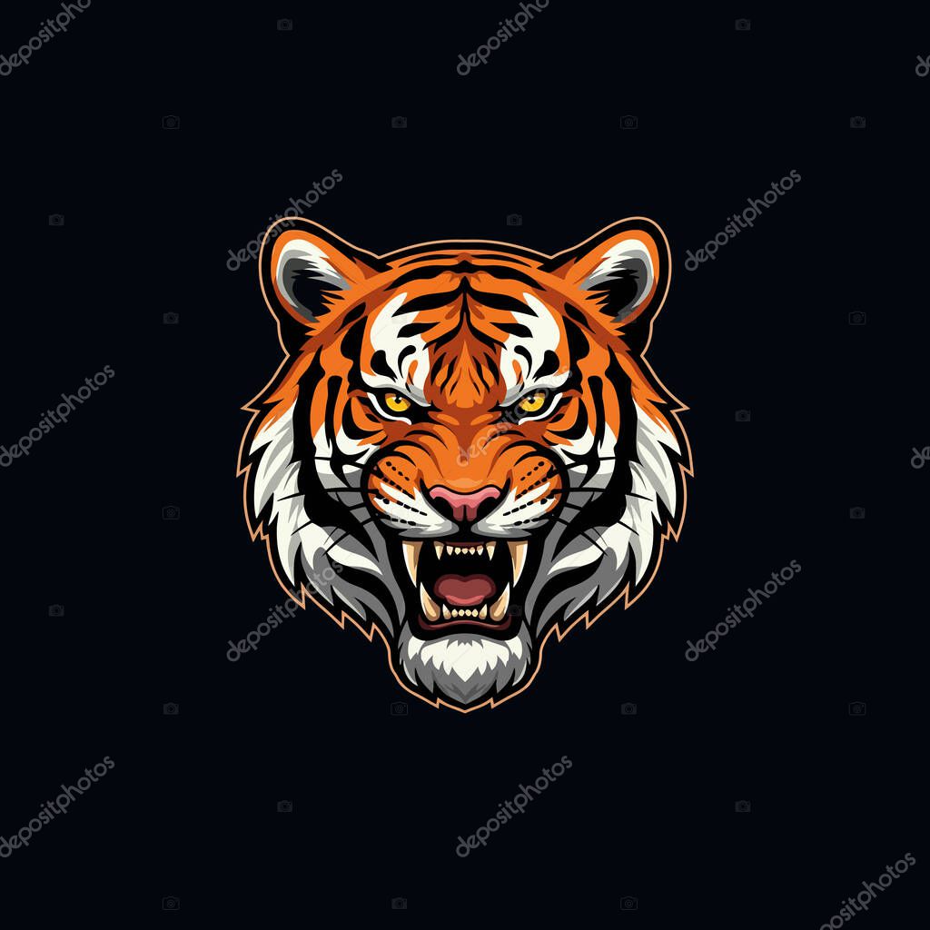 Angry tiger esports mascot logo vector illustration