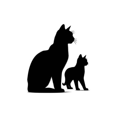 Düz dizayn kedi siluet vektörü