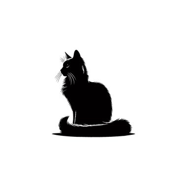 Flat design cat silhouette vector clipart