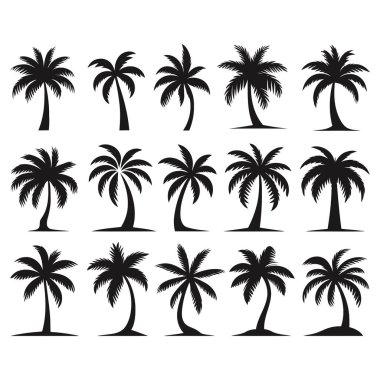 Palmiye ağaçlarının siluetleri vektör çizimi