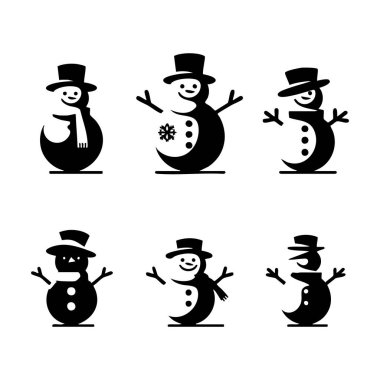 Set of Snowman silhouette collection vector illustration clipart