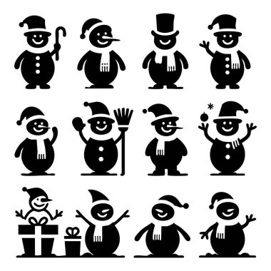 Kardan Adam siluet koleksiyonu vektör çizimi