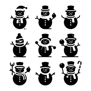 Kardan Adam siluet koleksiyonu vektör çizimi