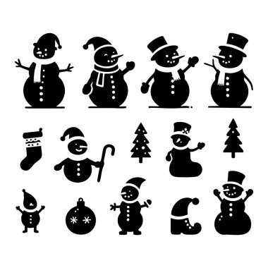 Kardan Adam siluet koleksiyonu vektör çizimi