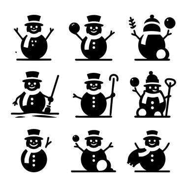 Kardan Adam siluet koleksiyonu vektör çizimi