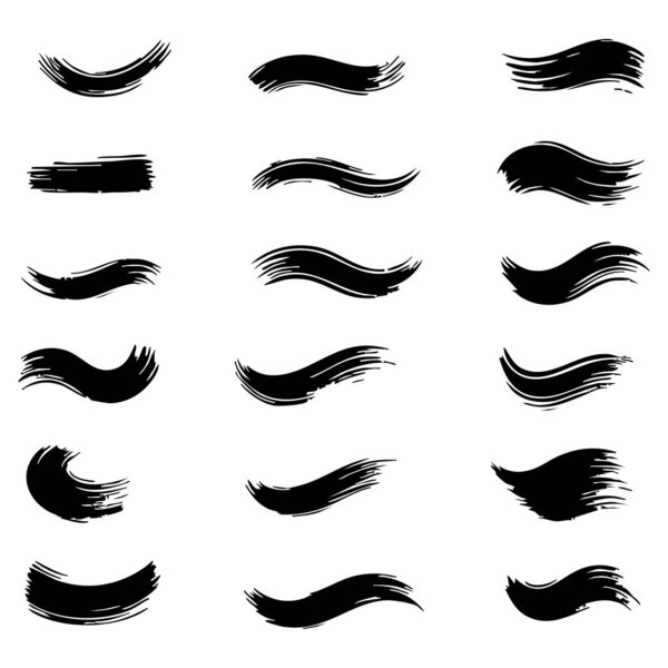 Silhouette Set of Brush Strokes vector