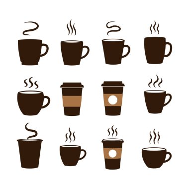 Beyaz arka planda izole kahve fincanı ikonu vektörü. Kahve fincanı vektör simgesi.