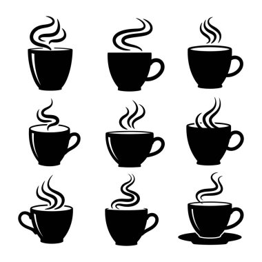 Beyaz arka planda izole kahve fincanı ikonu vektörü. Kahve fincanı vektör simgesi.