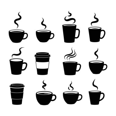 Beyaz arka planda izole kahve fincanı ikonu vektörü. Kahve fincanı vektör simgesi.