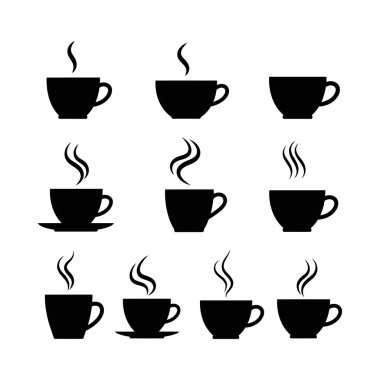 Beyaz arka planda izole kahve fincanı ikonu vektörü. Kahve fincanı vektör simgesi.