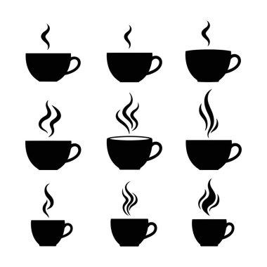 Beyaz arka planda izole kahve fincanı ikonu vektörü. Kahve fincanı vektör simgesi.