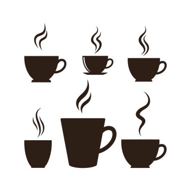 Beyaz arka planda izole kahve fincanı ikonu vektörü. Kahve fincanı vektör simgesi.