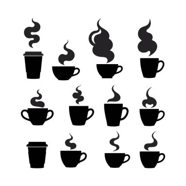 Beyaz arka planda izole kahve fincanı ikonu vektörü. Kahve fincanı vektör simgesi.