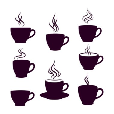 Beyaz arka planda izole kahve fincanı ikonu vektörü. Kahve fincanı vektör simgesi.