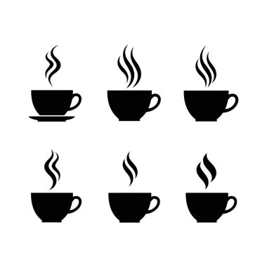 Beyaz arka planda izole kahve fincanı ikonu vektörü. Kahve fincanı vektör simgesi.