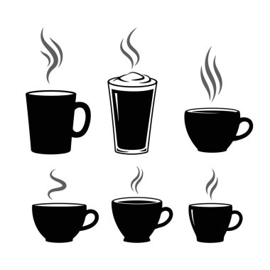 Beyaz arka planda izole kahve fincanı ikonu vektörü. Kahve fincanı vektör simgesi.