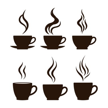 Beyaz arka planda izole kahve fincanı ikonu vektörü. Kahve fincanı vektör simgesi.