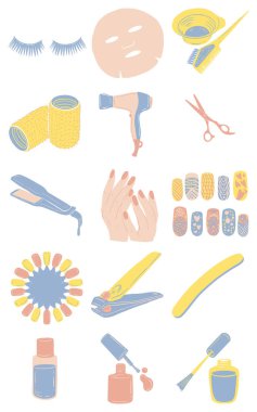 Güzellik Salonu ve Manikür Sanatı Çizim Seti