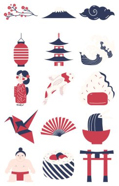 Japonya İllüstrasyon, vektör kümesi