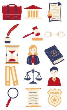 Law & Justice Illustration Set clipart