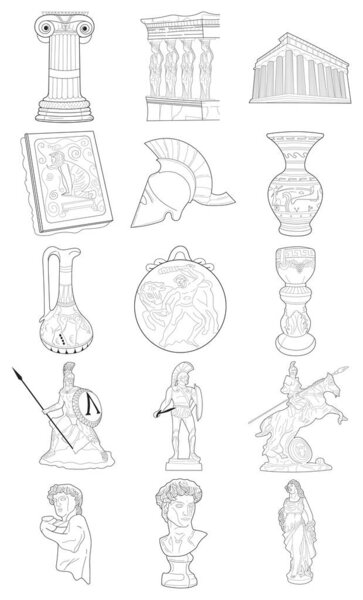 Греческие древние статуи и сюрреалистическая иллюстрация