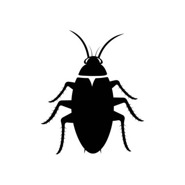 Beyaz arka planda bir hamamböceği vektör simgesi, logo ve grafik tasarımının minimalist silueti.